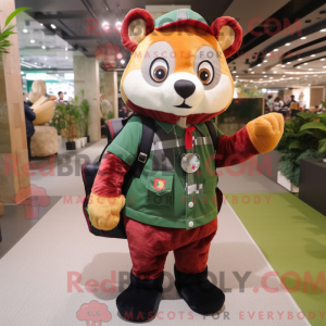 Grøn rød panda maskot...