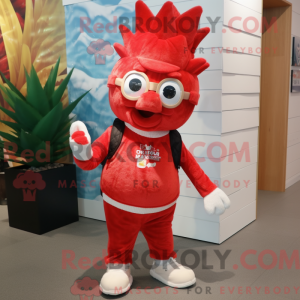 Rød aas maskot kostyme...