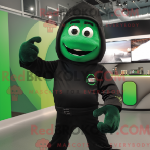 Máscara preta de cor verde com macacão e luer - Mascotes da Cerveja Verde - REBROKO_233488 - RedBrokoly.com