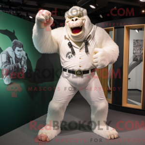 Hvid Gorilla maskot kostume...