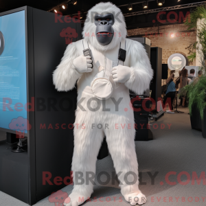 Hvid Gorilla maskot kostume...