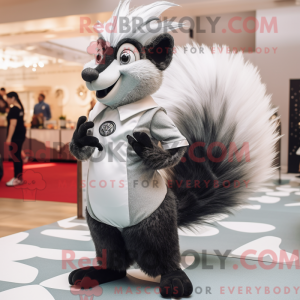 Sølv Skunk-maskotdraktfigur...