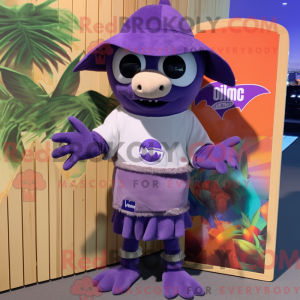 Paars Bat mascottekostuum...