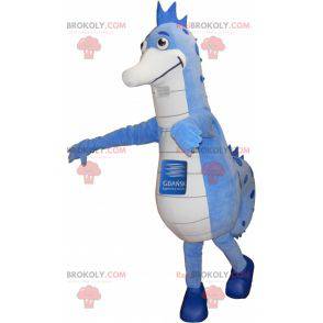 Mascote do cavalo-marinho azul e branco. Fantasia de cavalo