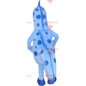 Blaues und weißes Seepferdchenmaskottchen. Seepferdchen Kostüm