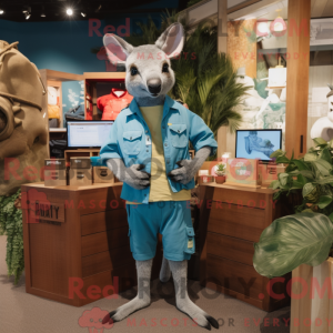 Sky Blue Kangaroo mascot...