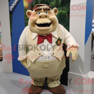 Beige Ogre-maskotdraktfigur...