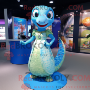 Himmelsblå python maskotdräkt med kjol och nyckelringar - Python Mascots - REBROKO_233624 - RedBrokoly.com