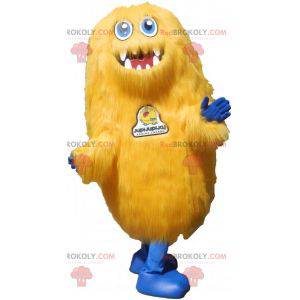 Mascotte de monstre jaune tout poilu. Mascotte de grizzli -