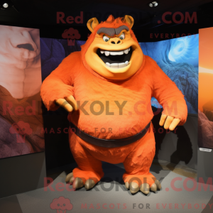 Orange Ogre maskot kostume...