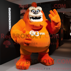 Orange Ogre maskot kostume...