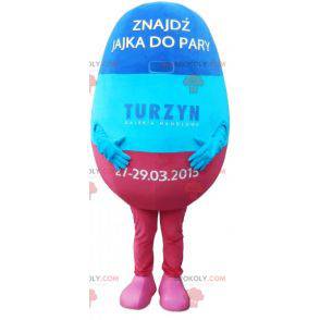 Maskottchen riesiges blaues und rosa Ei. Riesiges Osterei -
