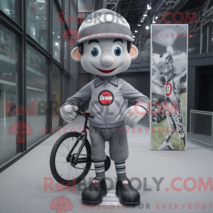 Grå Unicyclist maskot...