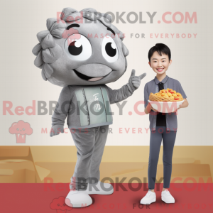 Grå Dim Sum maskot kostume...
