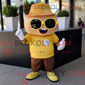 Gold Cupcake mascot costume...