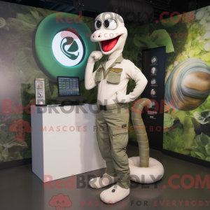 Hvid Snake maskot kostume...
