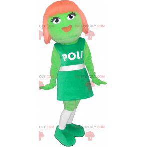 Mascote menina verde com cabelo ruivo - Redbrokoly.com