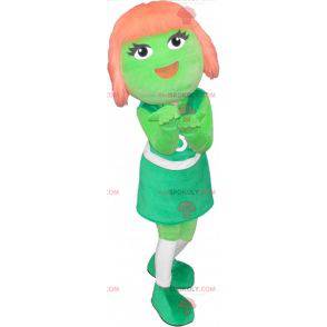 Green girl mascot with red hair - Redbrokoly.com