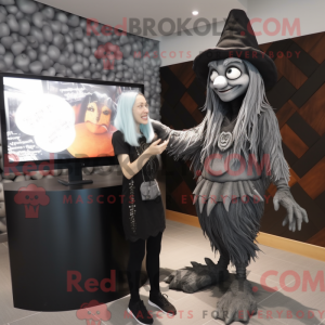 Grå heks maskot kostume...