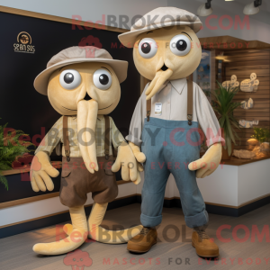 Tan Squid-maskotdraktfigur...