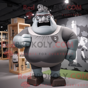 Grå Strongman maskot...