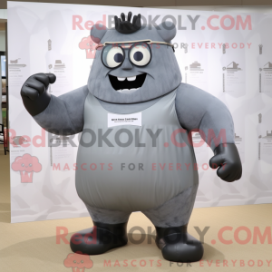 Grå Strongman maskot...