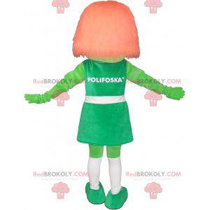 Mascotte ragazza verde con i capelli rossi - Redbrokoly.com