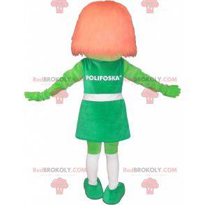 Green girl mascot with red hair - Redbrokoly.com