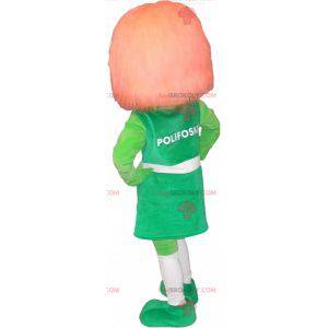 Grön flickamaskot med rött hår - Redbrokoly.com
