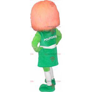 Mascota de niña verde con pelo rojo - Redbrokoly.com