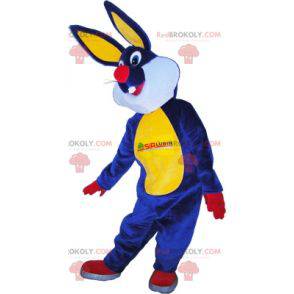 Mascotte de lapin bleu jaune rouge et blanc - Redbrokoly.com