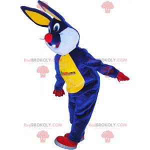 Coelho mascote azul amarelo vermelho e branco - Redbrokoly.com