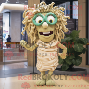 Tan Medusa maskot kostume...