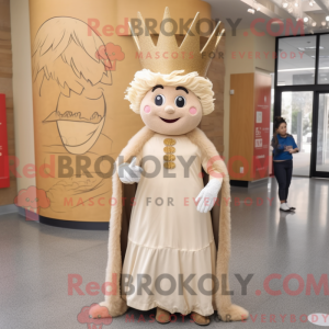 Beige King-mascottekostuum...