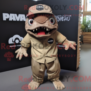 Brun Piranha maskot kostume...