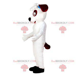 Mascote do cão branco e marrom. Fantasia de cachorro -