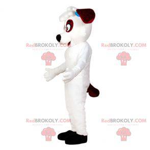 Mascote do cão branco e marrom. Fantasia de cachorro -