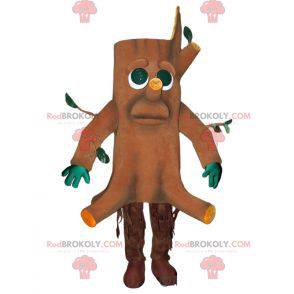 Giant tree trunk mascot looking sad. Tree mascot -