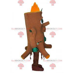 Giant tree trunk mascot looking sad. Tree mascot -