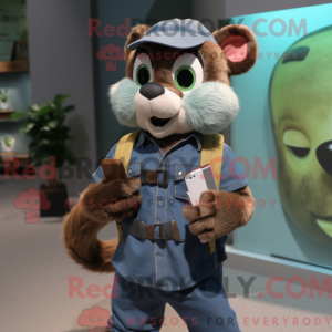Olive Weasel maskot kostume...