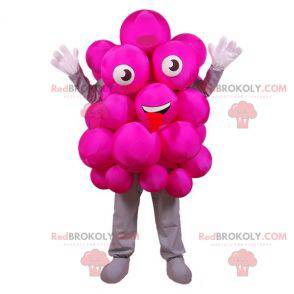 Mascote bando de uvas-de-rosa. Mascote rosa festivo -