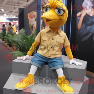 Geel Fazant mascottekostuum...