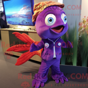 Purple Betta Fish mascot...