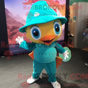 Teal Goldfish Maskottchen...