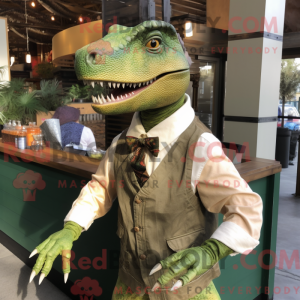 Oliven Allosaurus maskot...