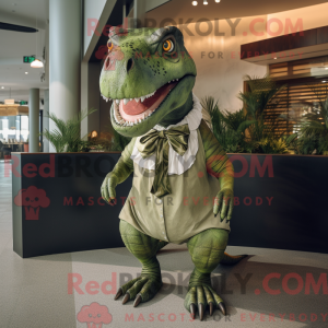 Oliven Allosaurus maskot...