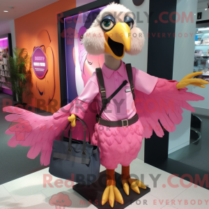 Pink Vulture maskot kostume...
