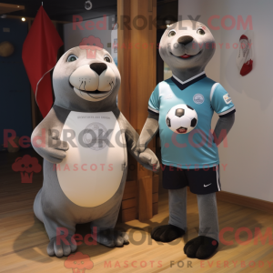Sølv søløve maskot kostume...