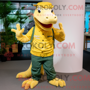 Gul krokodille maskot...