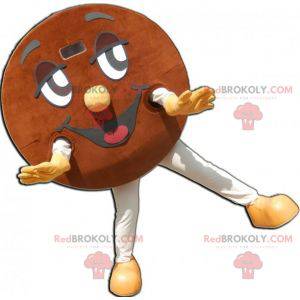 Mascota de galleta marrón y sonriente redonda gigante -